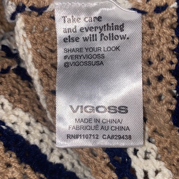 Vigoss Kampala Sleeveless Crochet Duster Cardigan Sweater Striped Large NWT - Picture 7 of 8